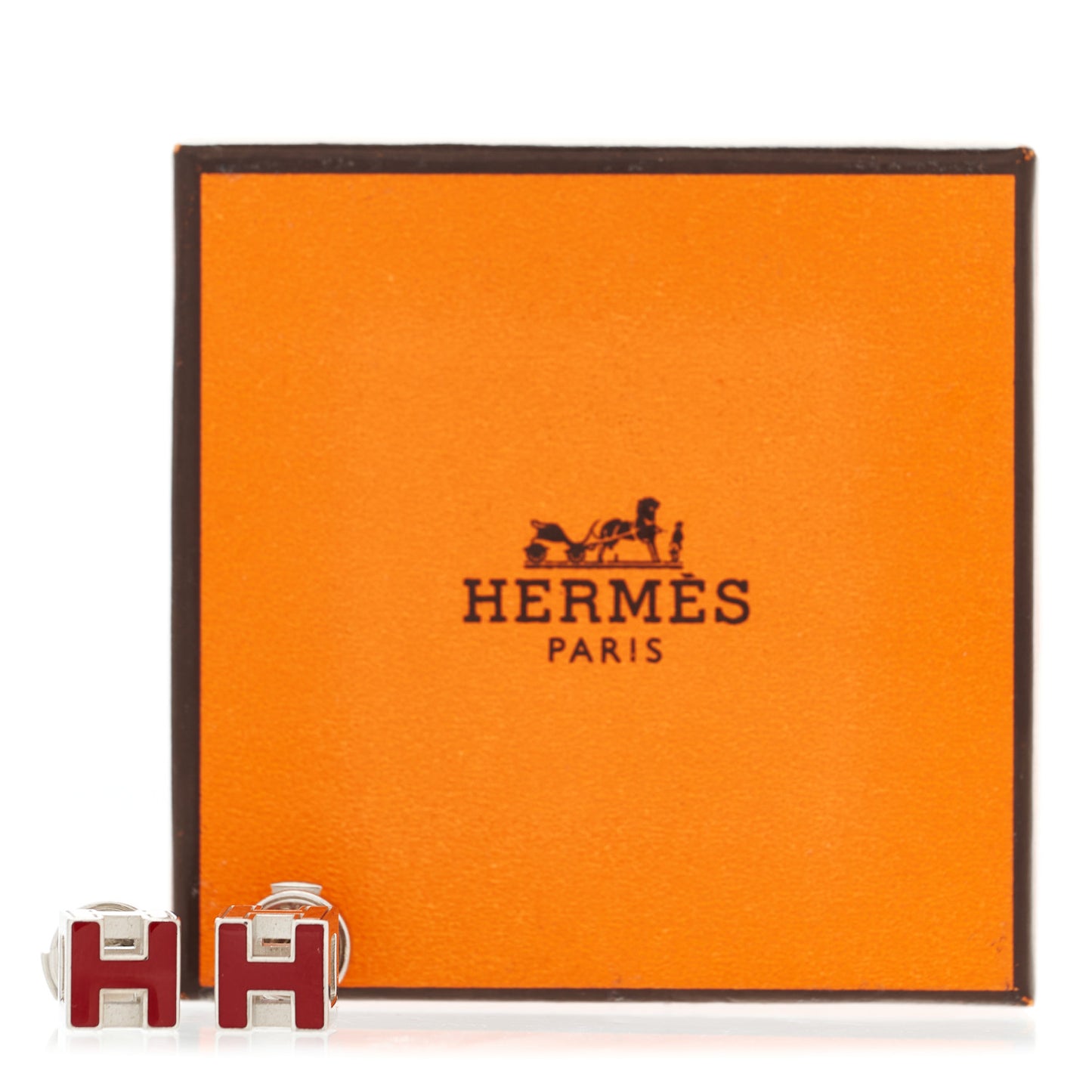Palladium Lacquered Cage d'H Earrings Rouge H