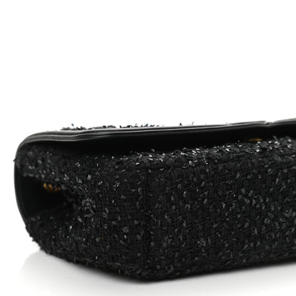 Chanel Tweed Calfskin Quilted Medium CC Filigree Flap Black 9 of 11