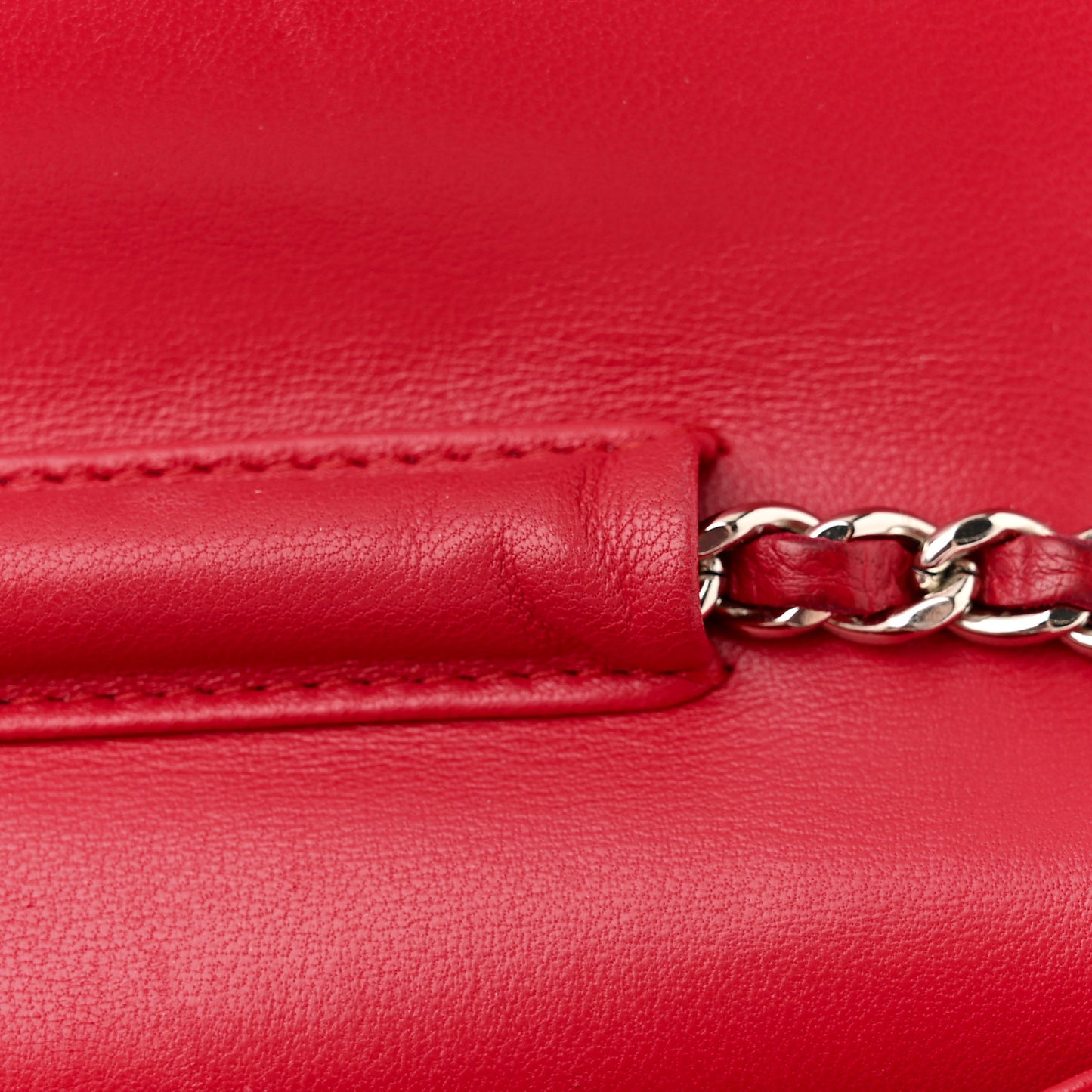 Lambskin Quilted Wallet On Chain WOC Red
