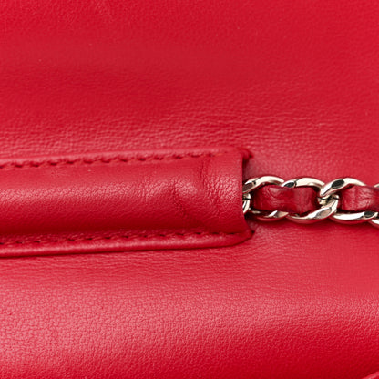 Chanel Lambskin Quilted Wallet On Chain WOC Red 12 of 18