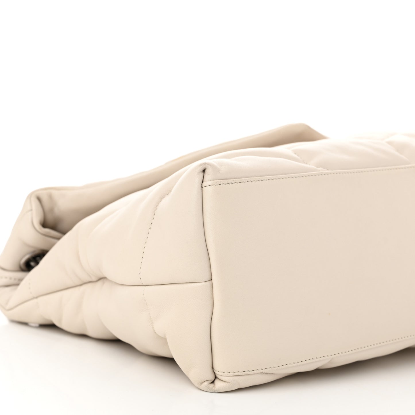 Lambskin Quilted Medium Loulou Puffer Monogram Chain Satchel Crema Soft