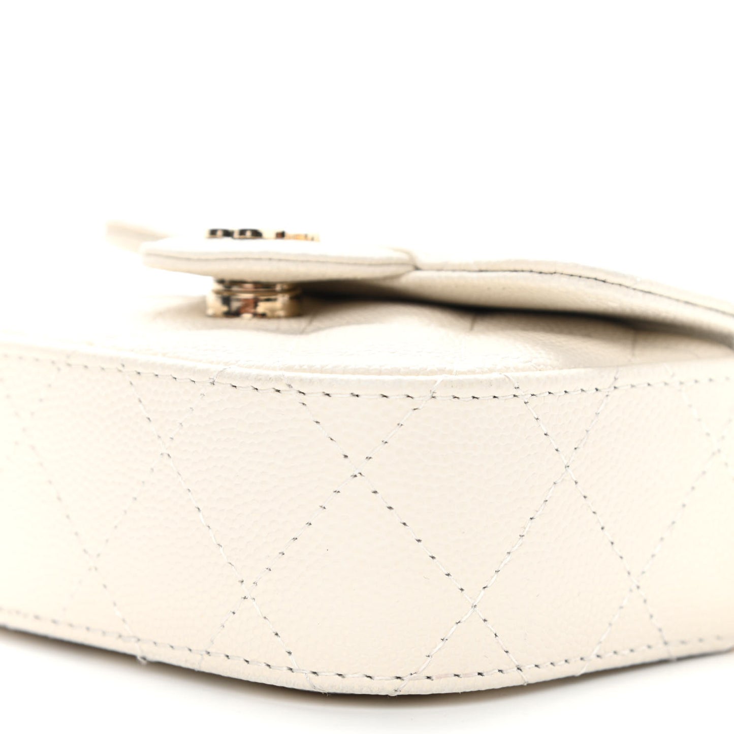 Caviar Quilted Mini Clutch With Chain White