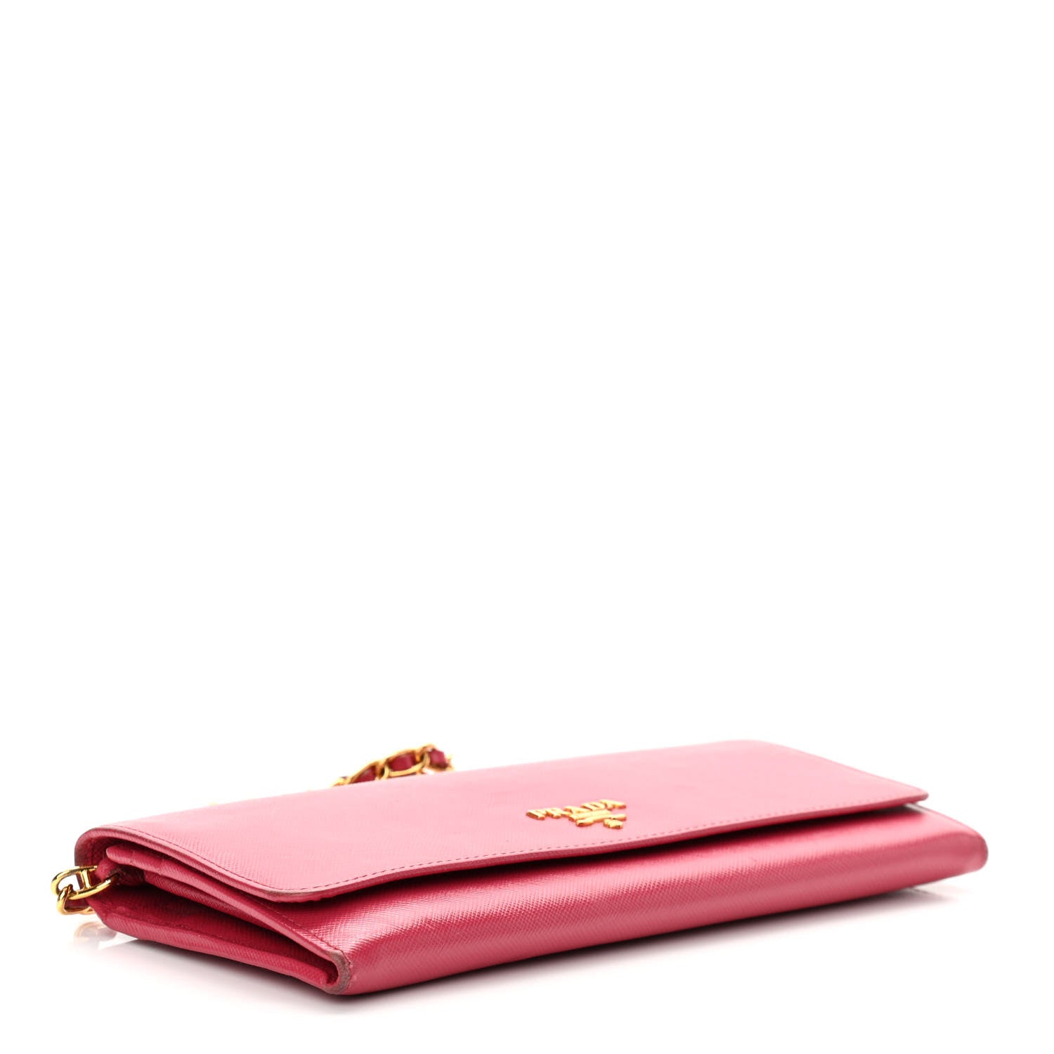 Prada Saffiano Metal Oro Chain Wallet Peonia 4 of 10