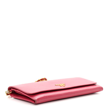 Prada Saffiano Metal Oro Chain Wallet Peonia 4 of 10