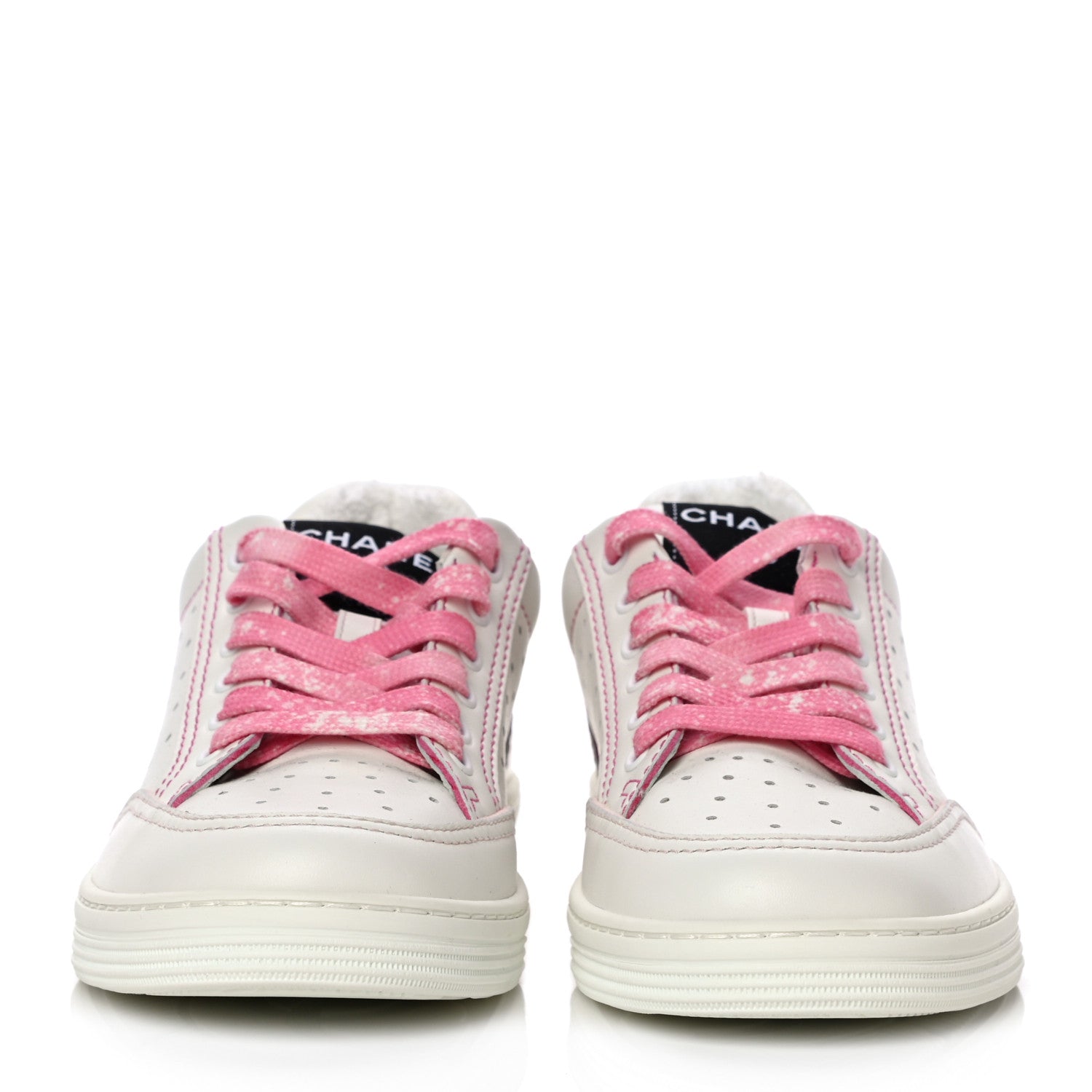 Chanel Calfskin Womens Logo Sneakers 36.5 White Pink 2 of 12