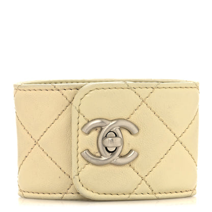 Chanel Lambskin Quilted CC Turnlock Cuff Bracelet White 1 of 4