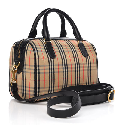 Burberry Smooth Calfskin 1983 Knight Check Link Bowling Bag Black 3 of 11