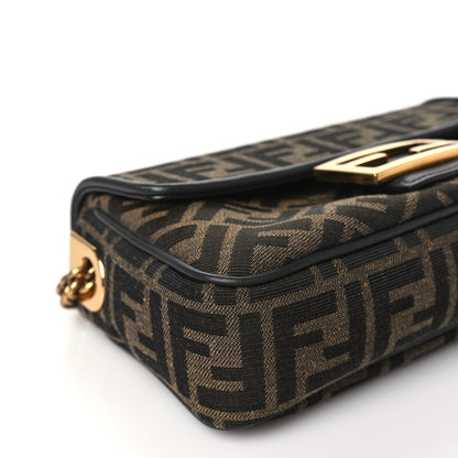 Fendi Fabric Jacquard FF 1974 Midi Chain Baguette Tobacco Moro 9 of 11