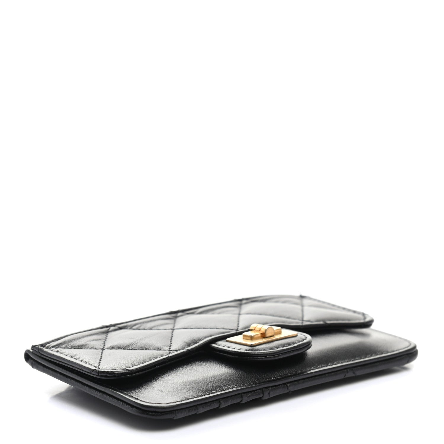 Chanel Aged Calfskin Quilted Reissue Flap Zip Card Holder Black 4 of 9