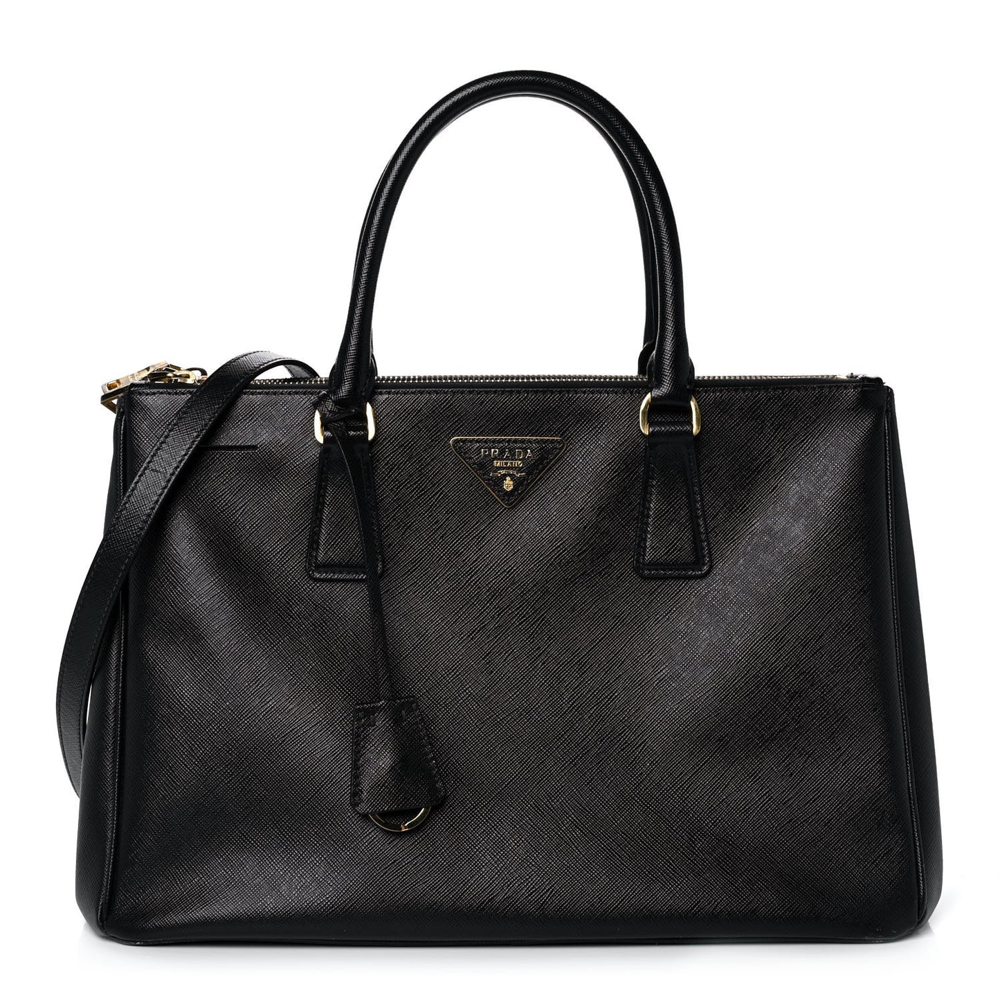 Saffiano Medium Galleria Double Zip Tote Black