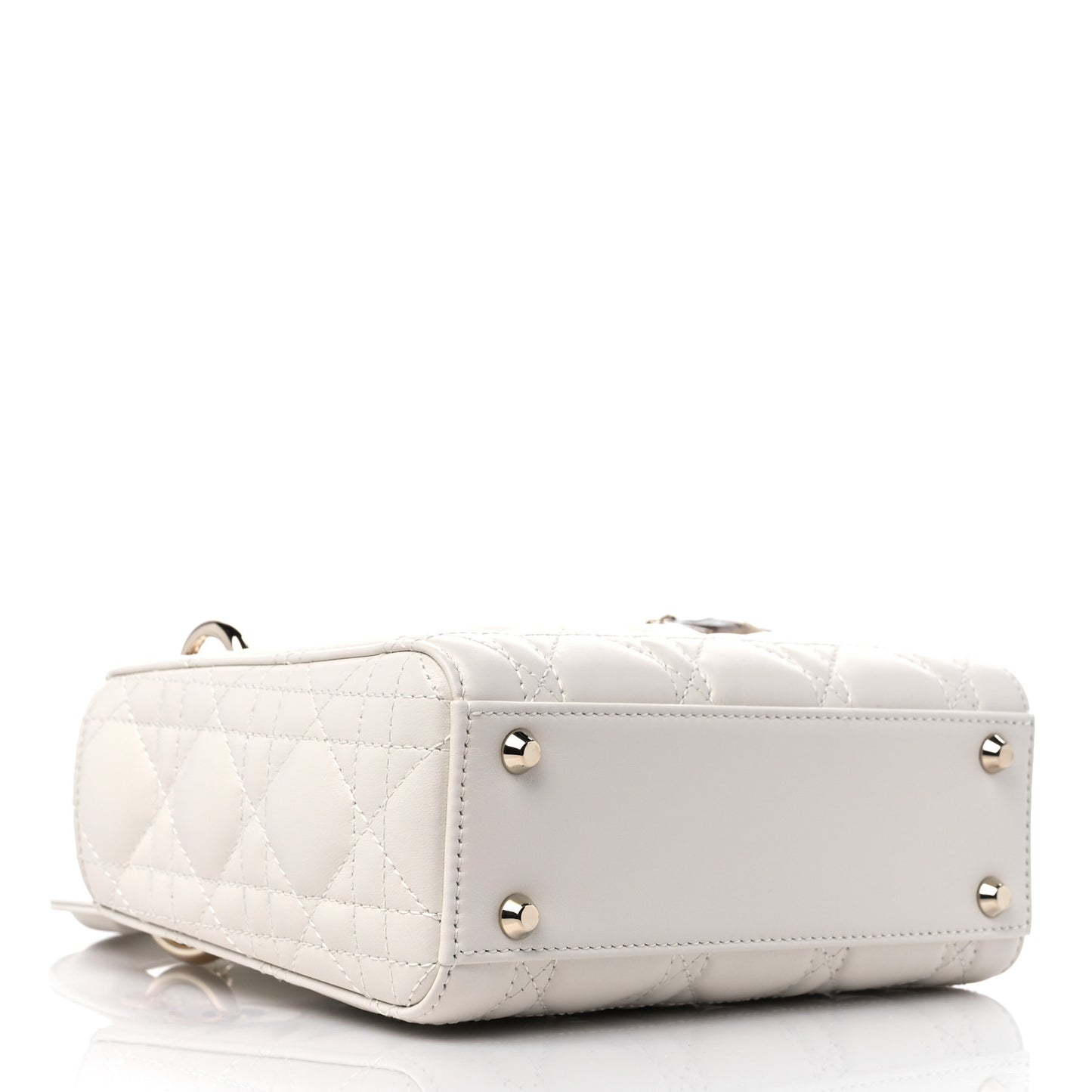 Lambskin Cannage Mini Lady Dior Off White