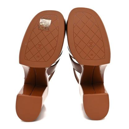Chanel Crumpled Patent Lambskin Platform Sandals 36 Light Brown 5 of 8