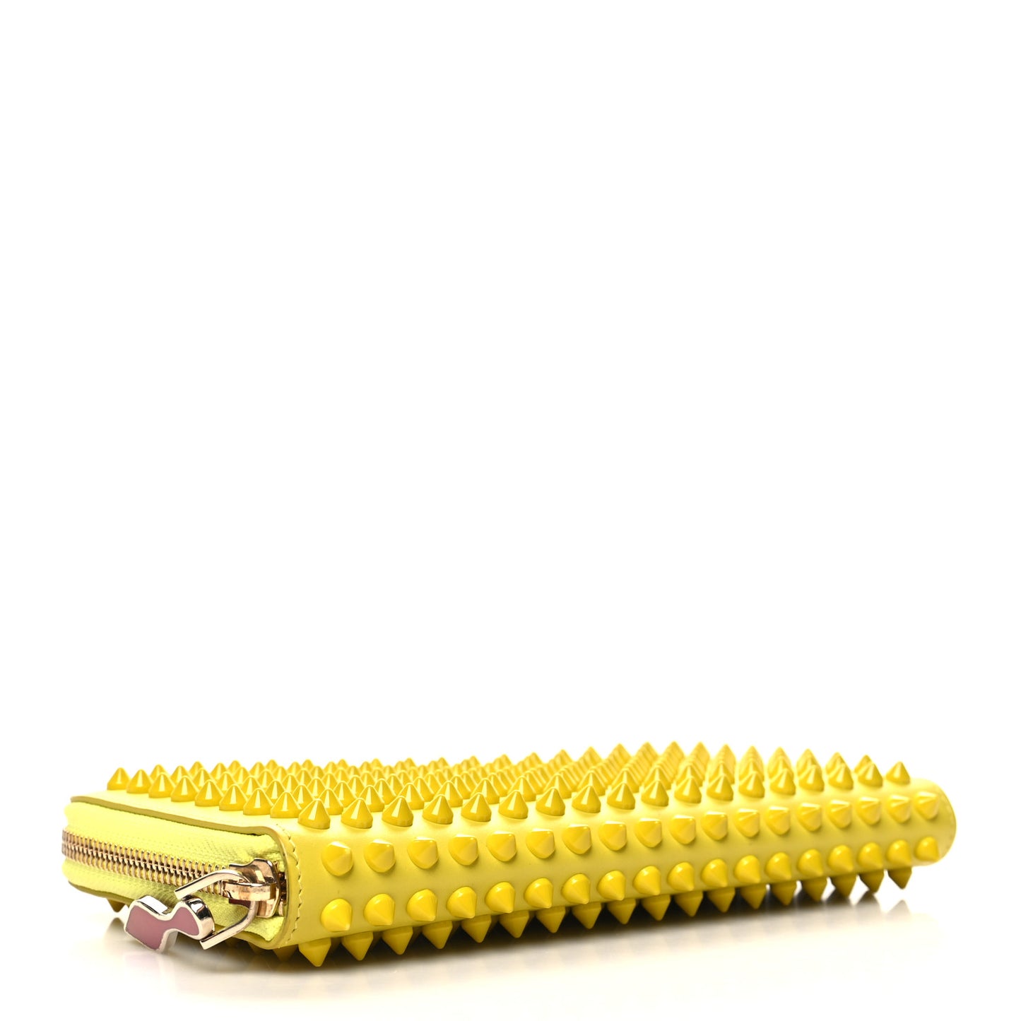 Calfskin Panettone Spiked Zip Around Wallet Yellow