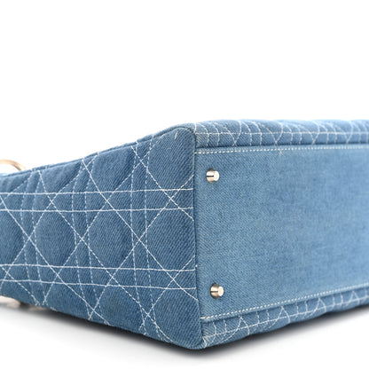 Christian Dior Denim Cannage Medium Lady Dior Light Blue 9 of 11