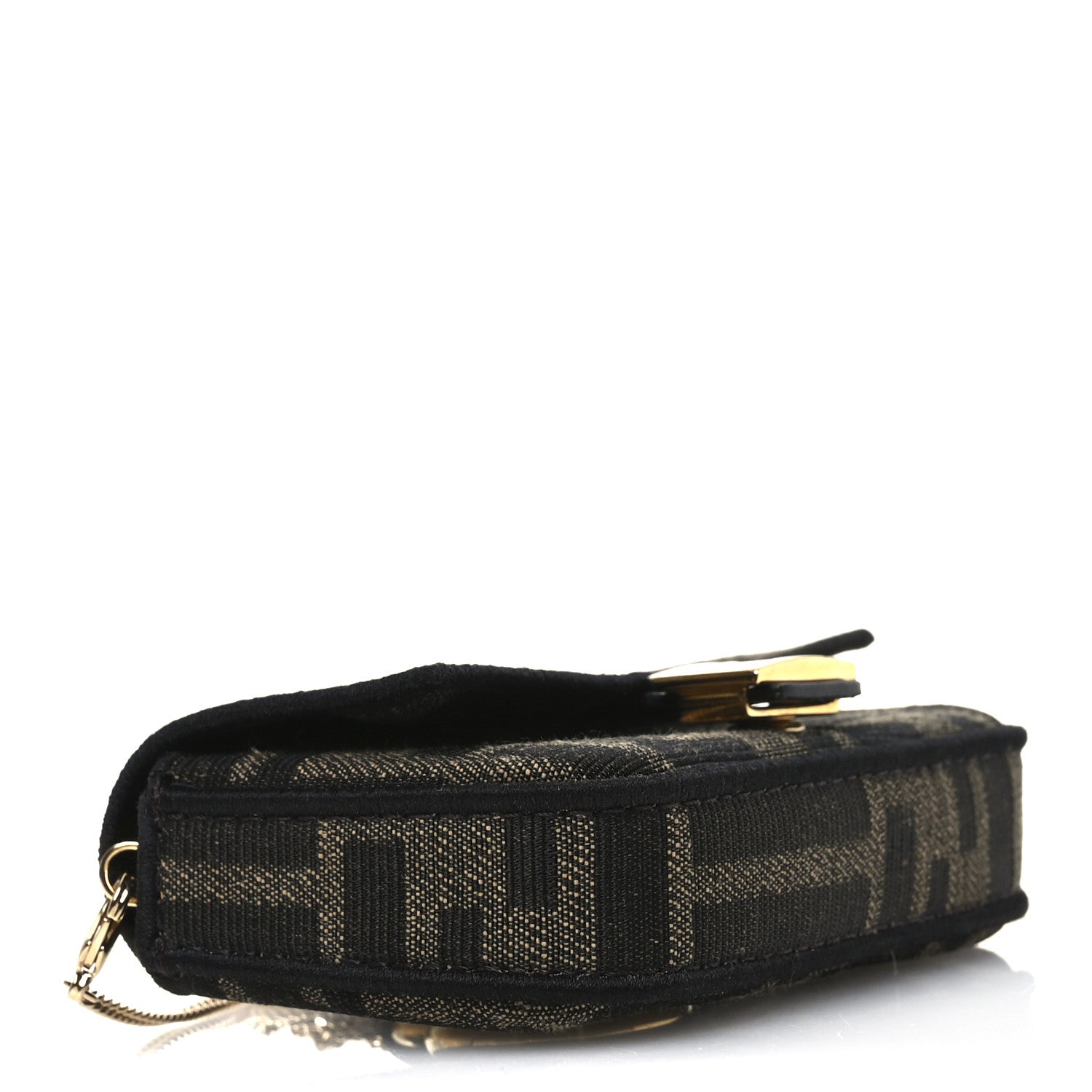 Fendi Fabric Jacquard FF 1974 Nano Baguette Charm Tobacco Moro Black 4 of 11