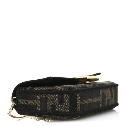 Fendi Fabric Jacquard FF 1974 Nano Baguette Charm Tobacco Moro Black 4 of 11