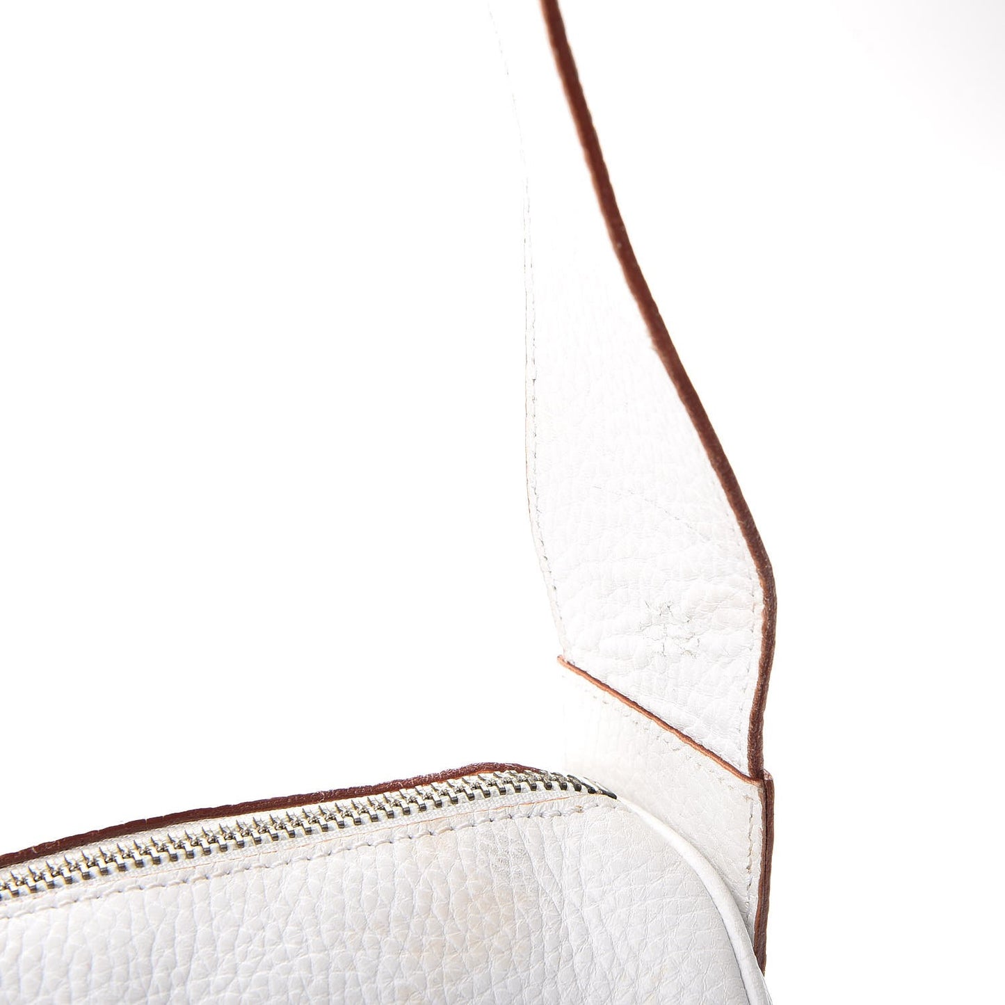 Grainy Calfskin Shoulder Bag White