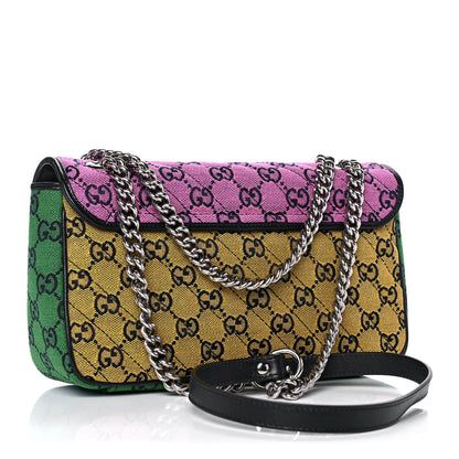 Gucci Monogram Multicolor Matelasse Diagonal Small GG Marmont Shoulder Bag Pink Blue Red Yellow Green 3 of 12