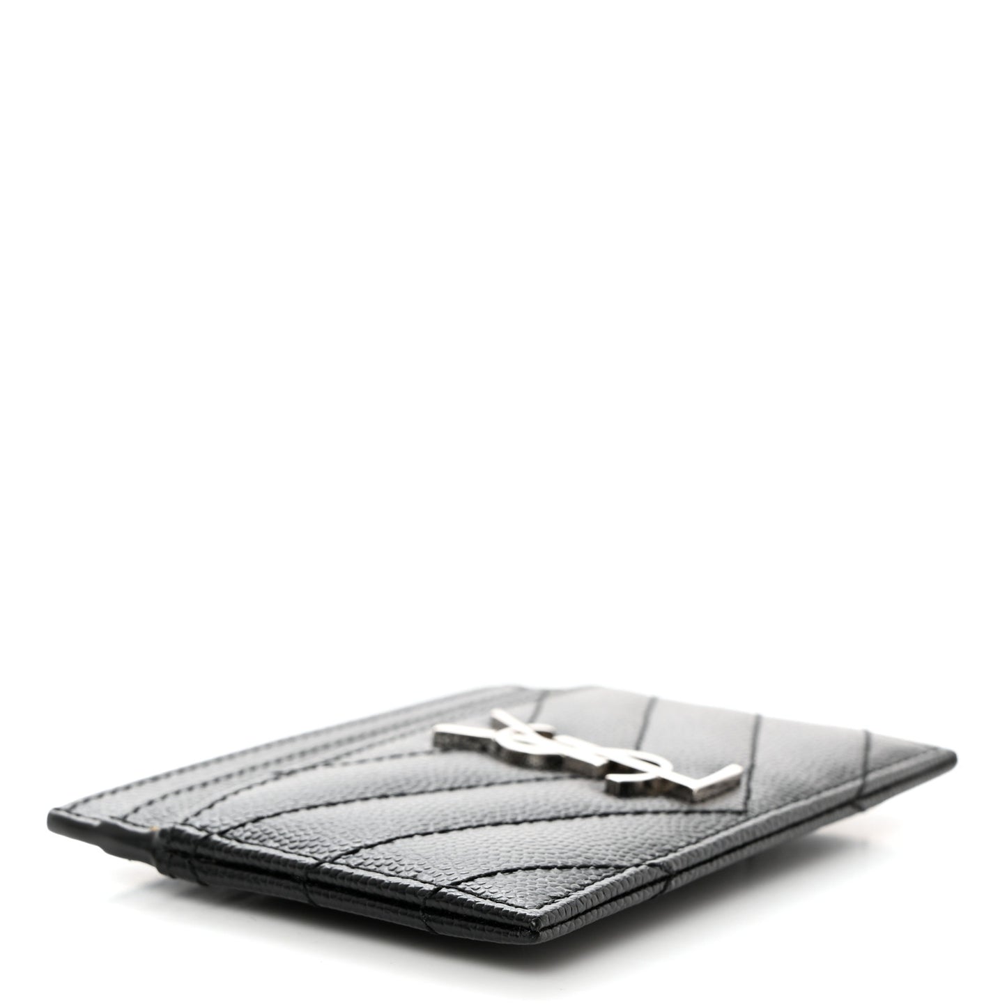 Grain De Poudre Matelasse Chevron Monogram Credit Card Case Black
