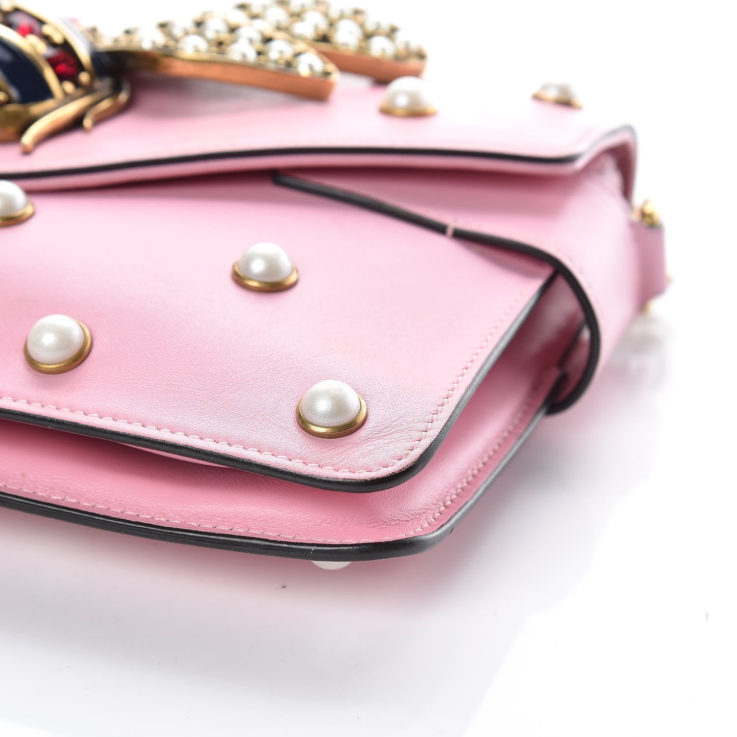 Gucci Nappa Pearl Studded Mini Queen Margaret Broadway Shoulder Bag Sugar Pink 8 of 28