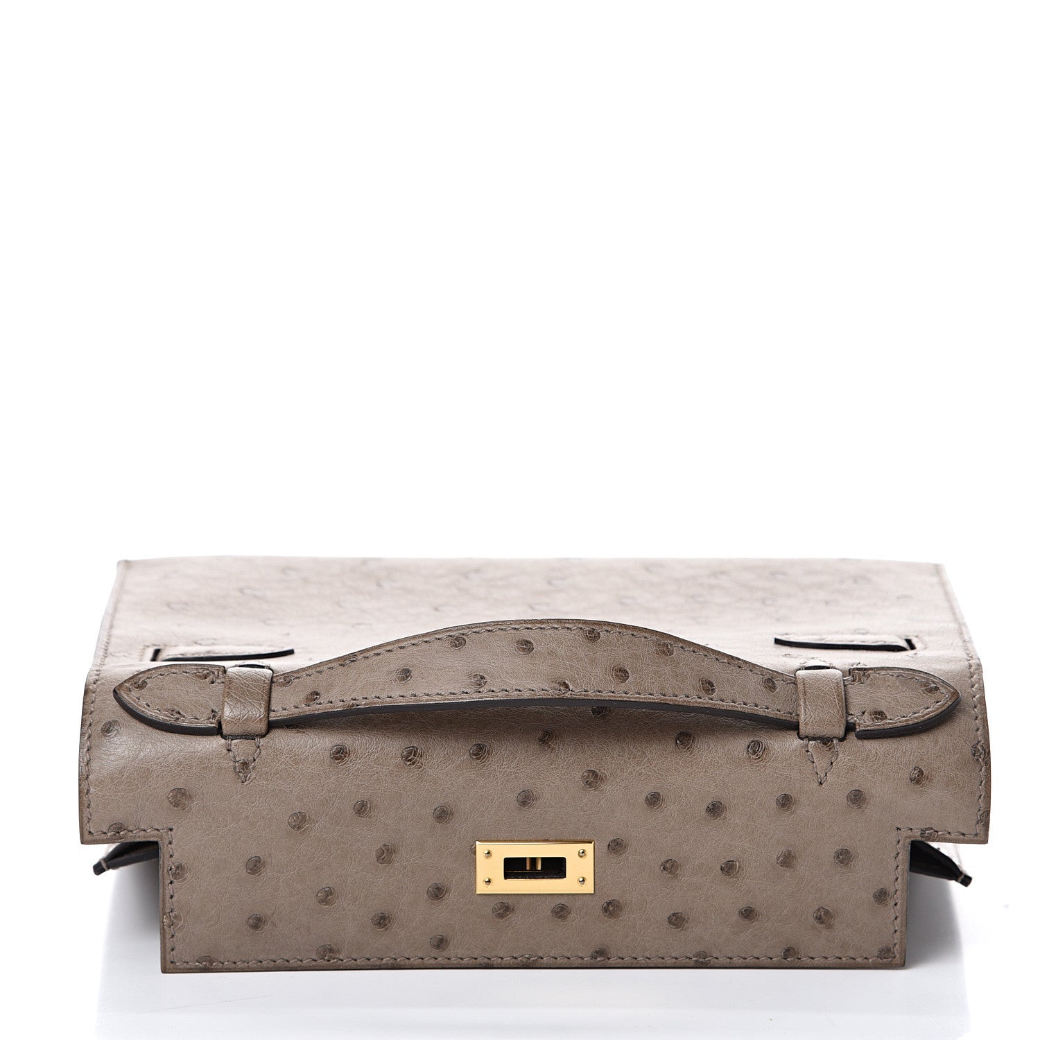 Hermes Ostrich Kelly Pochette Clutch Gris Asphalte 13 of 24