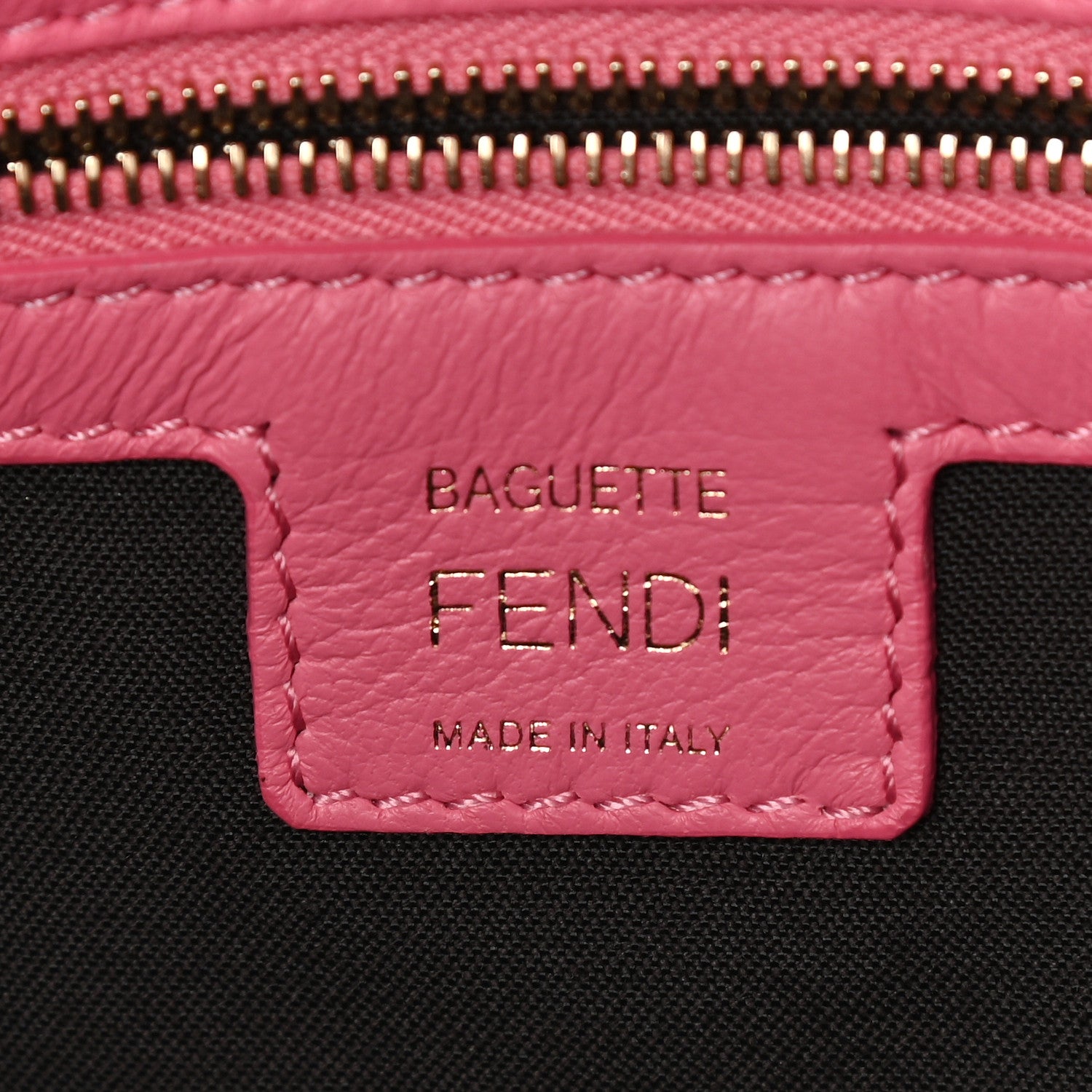Fendi Nappa FF 1974 Embossed Baguette Rosa Fluo 6 of 8