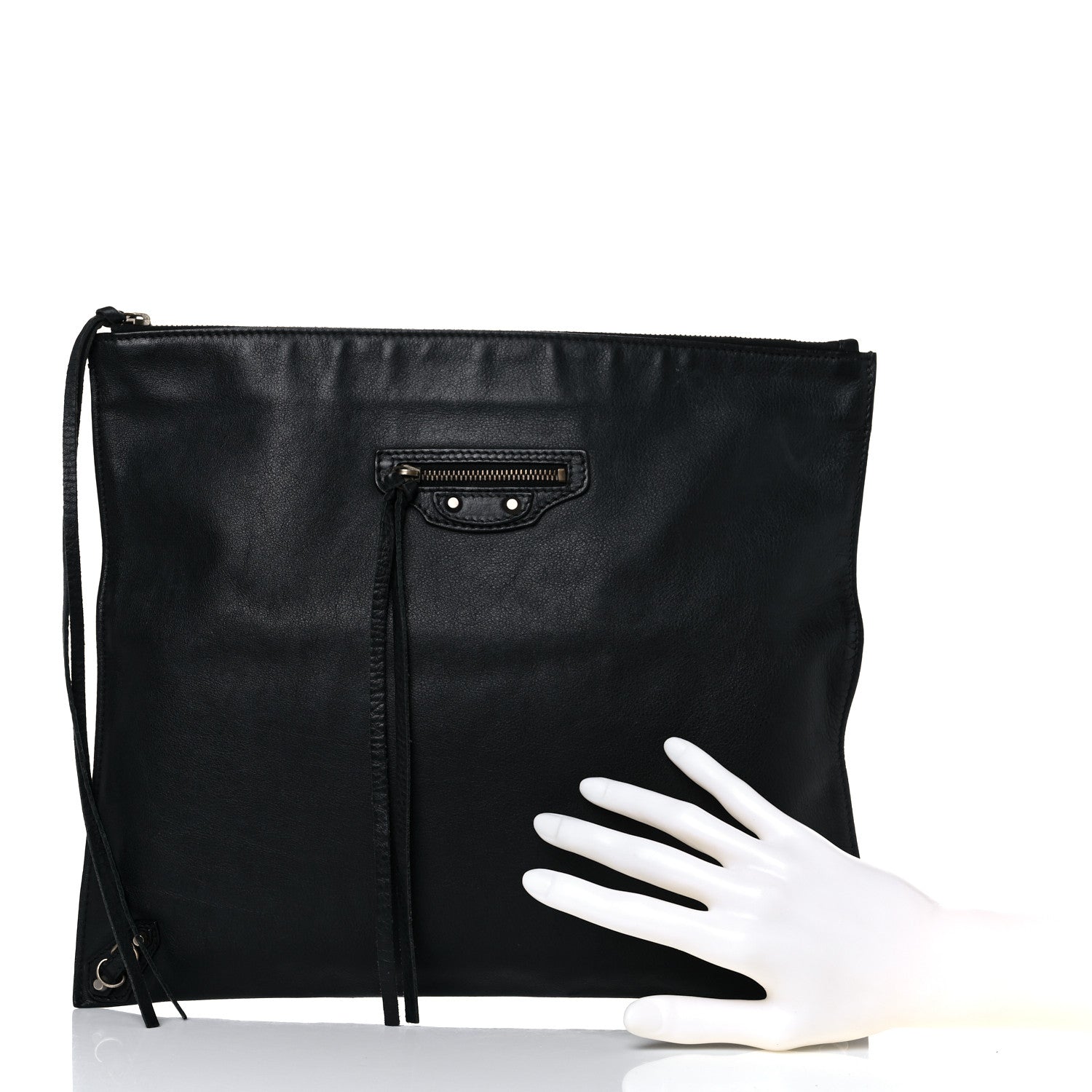 Balenciaga BALENCIAG Veau Papier Classic Silver Hardware Clutch Black 2 of 19