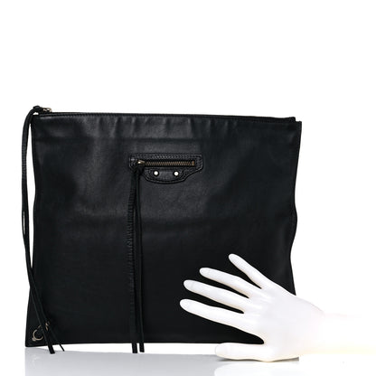 Balenciaga BALENCIAG Veau Papier Classic Silver Hardware Clutch Black 2 of 19