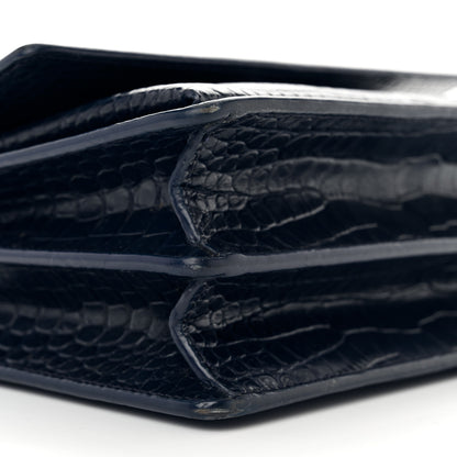 Saint Laurent Calfskin Crocodile Embossed Medium Monogram Sunset Navy 8 of 18