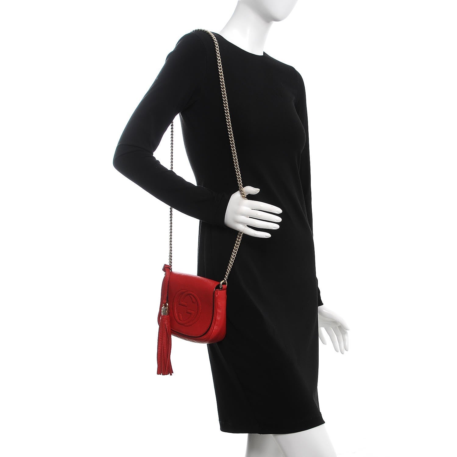 Gucci Pebbled Calfskin Small Soho Flap Crossbody Red 2 of 8