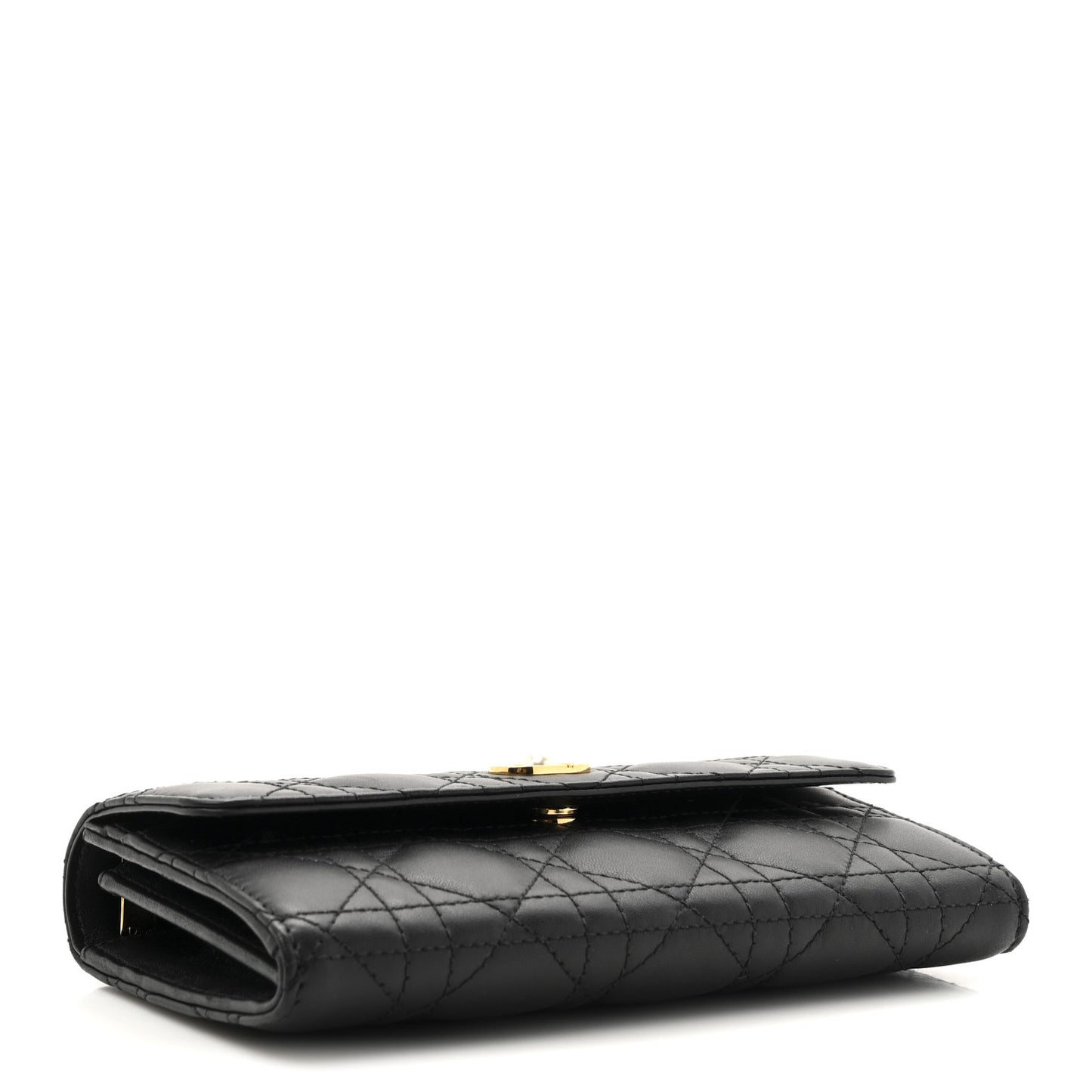 Lambskin Cannage Jolie Orchid Long Wallet  Black