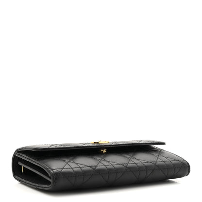 Christian Dior Lambskin Cannage Jolie Orchid Long Wallet  Black 4 of 8