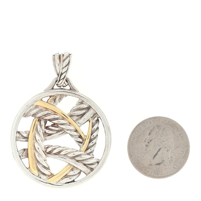 David Yurman Sterling Silver 18K Yellow Gold Papyrus Enhancer Pendant 2 of 4