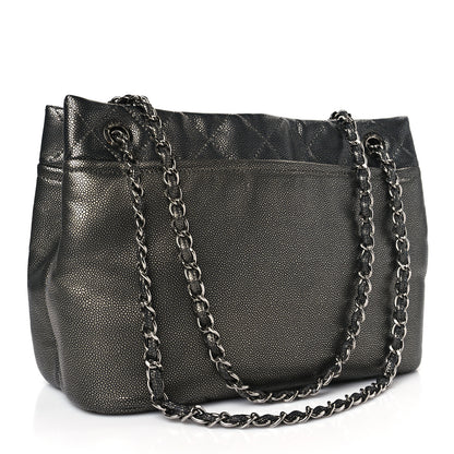 Chanel Metallic Caviar Quilted CC Timeless Tote Dark Silver 3 of 9