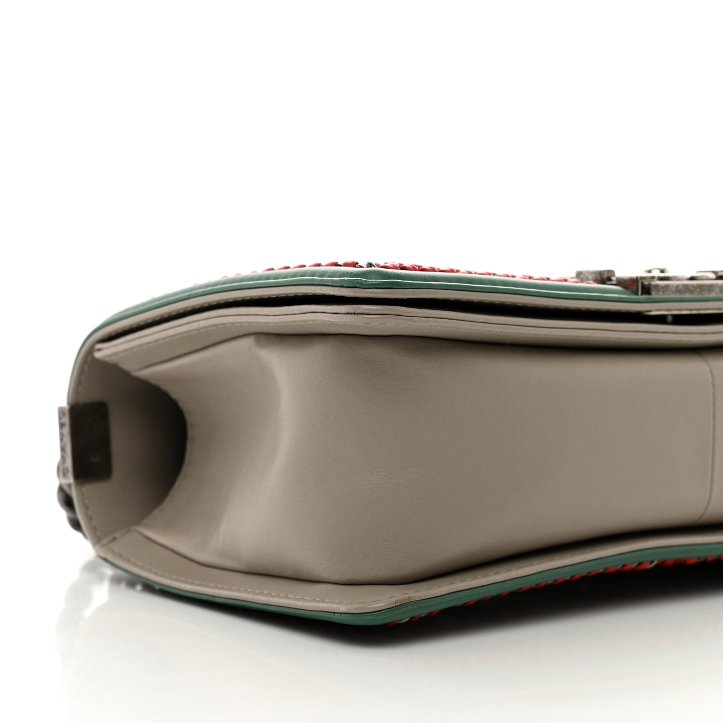 Lambskin Quilted Medium Top Handle Boy Flap Grey Green Red