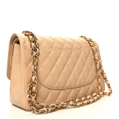 Chanel Caviar Quilted Jumbo Double Flap Light Beige 3 of 10