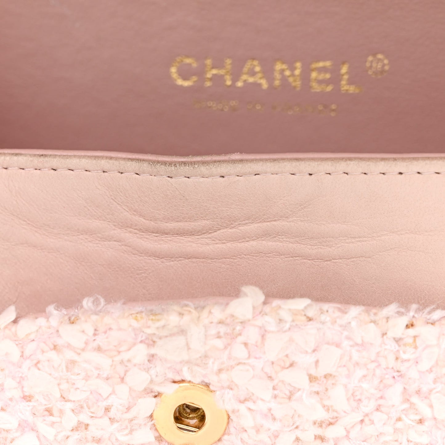 Tweed Medium Double Flap Pink