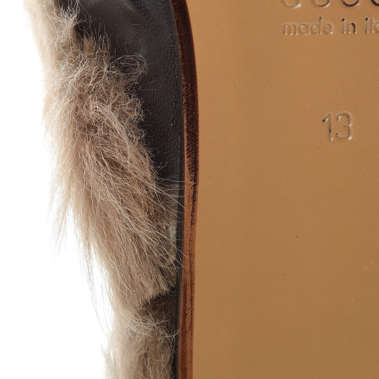Gucci Goatskin Fur Web GG Mens Princetown Slippers 13 Cocoa 9 of 10
