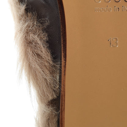 Gucci Goatskin Fur Web GG Mens Princetown Slippers 13 Cocoa 9 of 10