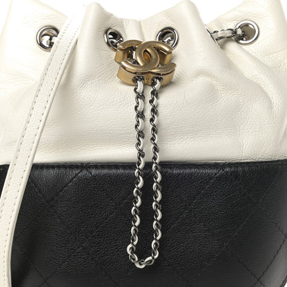 Chanel Aged Calfskin Quilted Small Gabrielle Bucket White Black 8 of 10