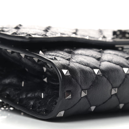 Valentino Garavani Craquele Nappa Rockstud Spike Wallet on Chain Black 5 of 9