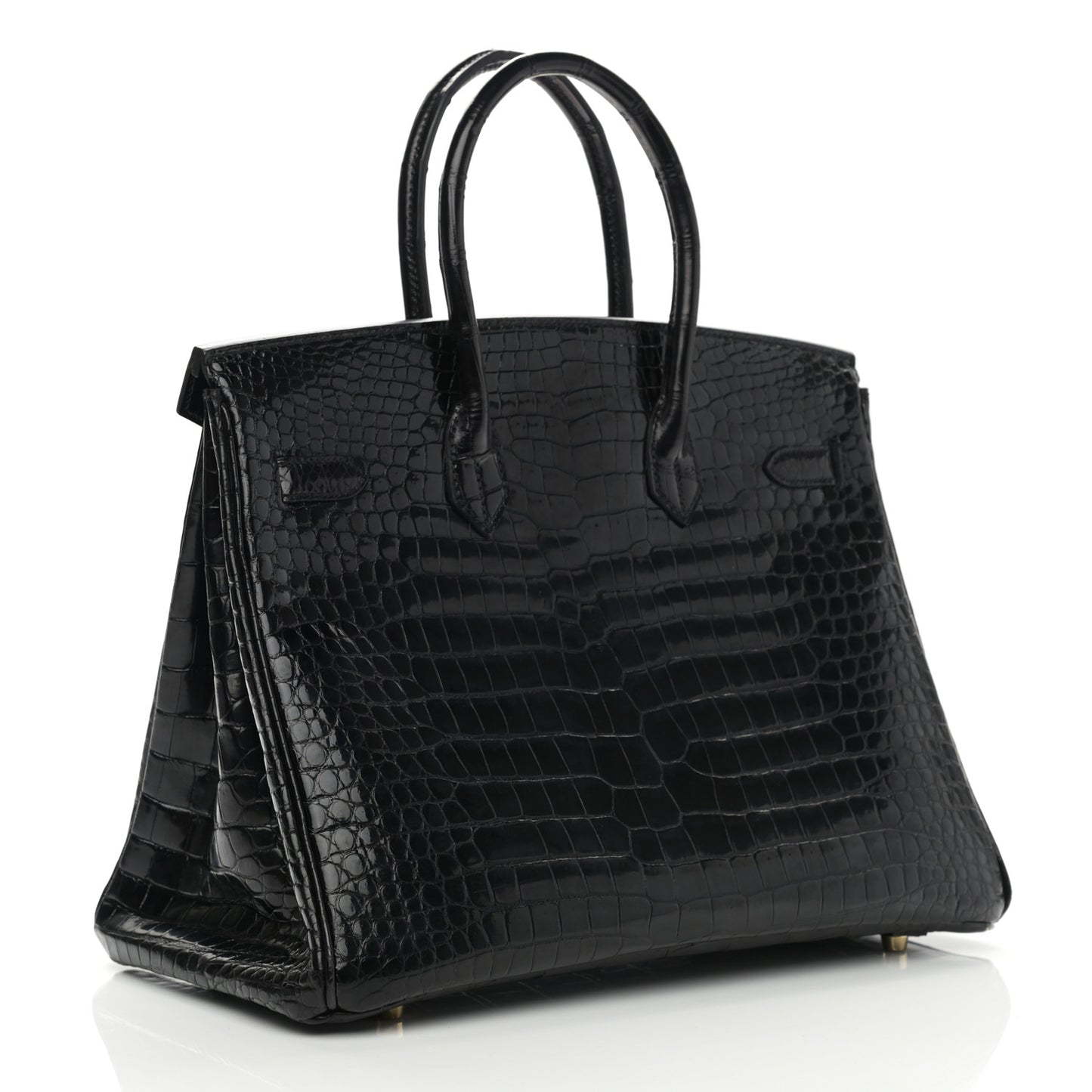 Shiny Porosus Crocodile Birkin 35 Black