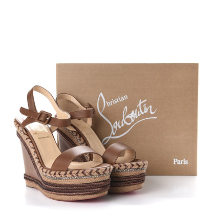 Christian Louboutin Calfskin New Duplice 120 Wedge Sandals 38 Cognac 10 of 10
