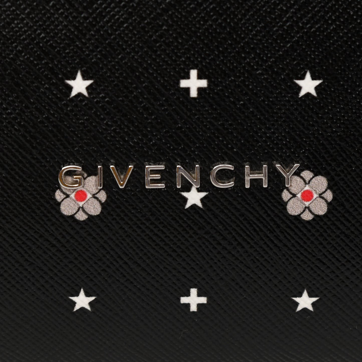 Textured Coated Canvas Mini Lilies Print Tote Black