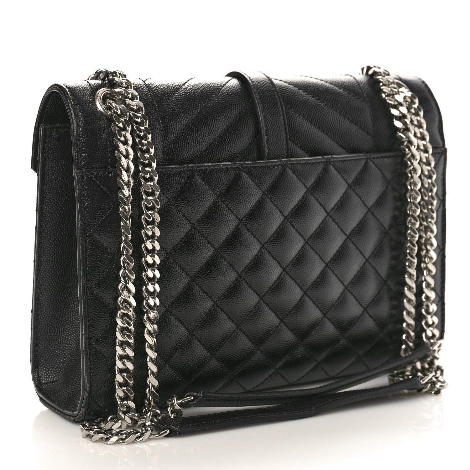 Saint Laurent Grain De Poudre Textured Mixed Matelasse Triquilt Medium Monogram Satchel Black 3 of 10