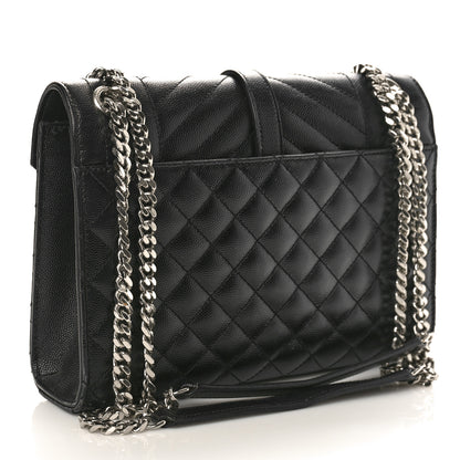 Saint Laurent Grain De Poudre Textured Mixed Matelasse Triquilt Medium Monogram Satchel Black 3 of 10