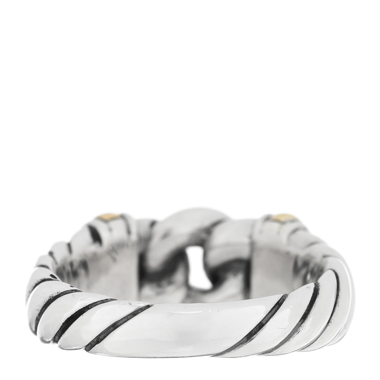 David Yurman Sterling Silver 18K Yellow Gold Metro Chain Ring 52 6 3 of 4
