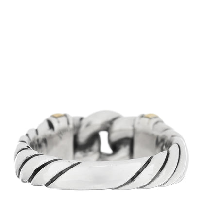 David Yurman Sterling Silver 18K Yellow Gold Metro Chain Ring 52 6 3 of 4
