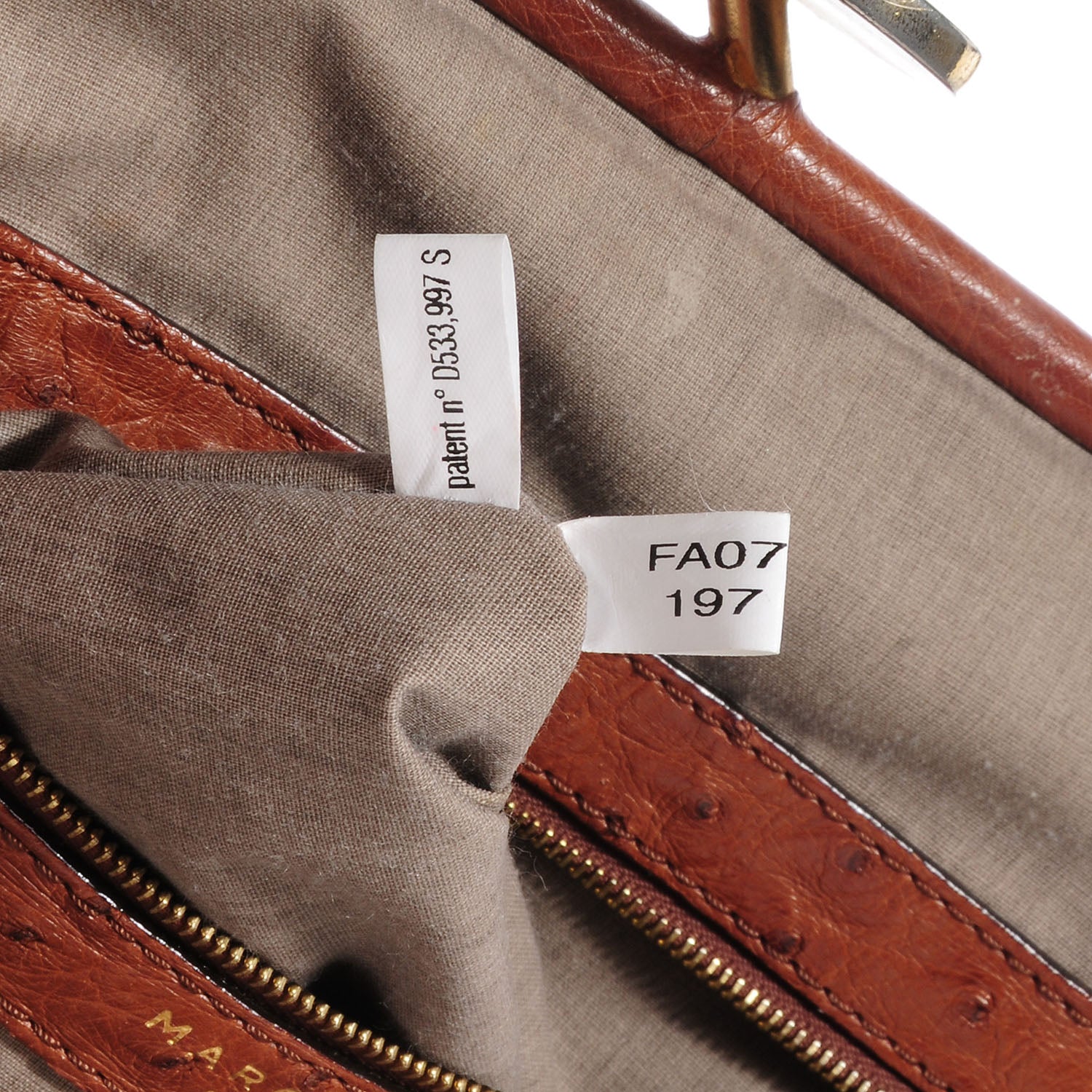 Marc Jacobs Quilted Coated Canvas and Ostrich Trim Stam Tote Light Grey 7 of 7