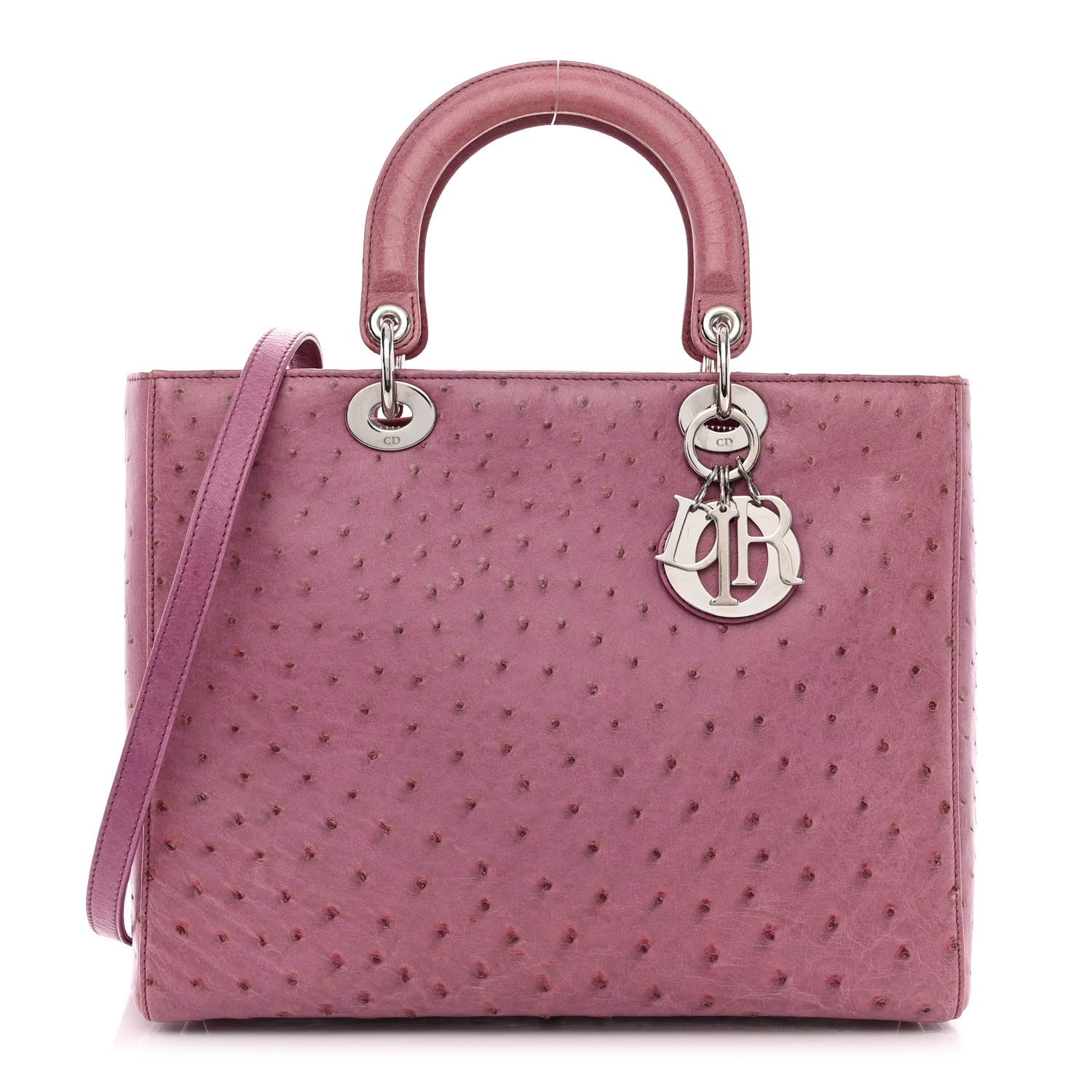 Christian Dior Ostrich Large Lady Dior Pink 1 of 10